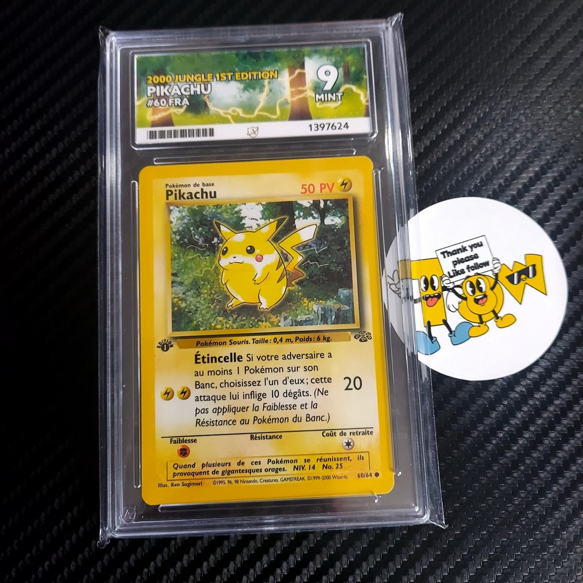 Pokemon Jungle French Pikachu 1ST Edition ACE 9 Mint Carte #60/64 Not PSA – Photo 3